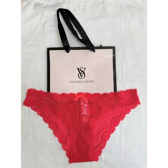 NWT Victoria’s Secret Vintage Dream Angels Satin Sheer Cheekini Panty Red XS - Picture 1 of 5